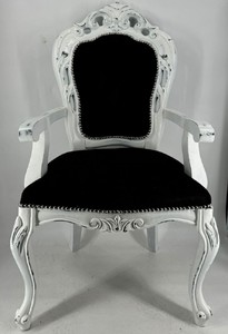 Casa Padrino chaise de salle à manger baroque de luxe noir / blanc antique - Meubles de salle à manger de style baroque