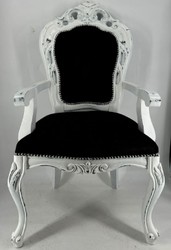 Casa Padrino chaise de salle à manger baroque de luxe noir / blanc antique - Meubles de salle à manger de style baroque