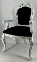Casa Padrino chaise de salle à manger baroque de luxe noir / blanc antique - Meubles de salle à manger de style baroque