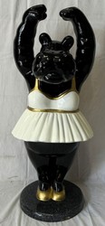 Casa Padrino escultura decorativa XXL hipopótamo bailarina negro / blanco / oro A. 98 cm