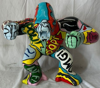 Casa Padrino figura decorativa scimmia gorilla colorato A. 50 cm - Scultura decorativa