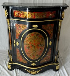 Casa Padrino cassettone barocco Boulle con piano in marmo nero / rosso / oro - Mobili barocchi