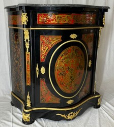 Casa Padrino cassettone barocco Boulle con piano in marmo nero / rosso / oro - Mobili barocchi