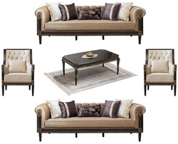 Casa Padrino conjunto de muebles de salón barrocos de lujo marrón claro / crema / marrón oscuro / oro Casa Padrino conjunto de muebles de salón barrocos de lujo marrón claro / crema / marrón oscuro / oro