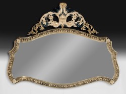 Casa Padrino espejo barroco de lujo de bronce oro / beige / verde 107 cm - Muebles barrocos
