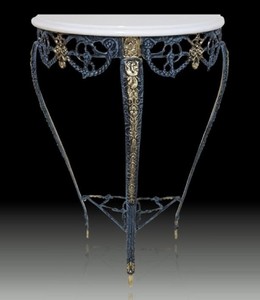 Casa Padrino consolle barocco di lusso con piano in marmo blu / oro / bianco A. 80 cm - Mobile barocco