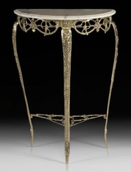 Casa Padrino luxury baroque console with marble top gold / cream H. 80 cm - Baroque furniture