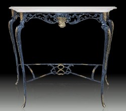 Casa Padrino consolle barocco di lusso con piano in marmo blu / oro / bianco 99 x A. 85 cm - Mobile barocco
