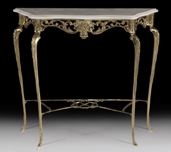 Casa Padrino console baroque de luxe avec dessus en marbre or / crème 99 x H. 85 cm - Meubles baroques