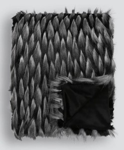 Casa Padrino couverture de luxe noir / gris 150 x 240 cm - Couverture en fausse fourrure