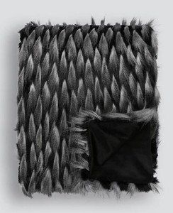 Casa Padrino couverture de luxe noir / gris 150 x 180 cm - Couverture en fausse fourrure