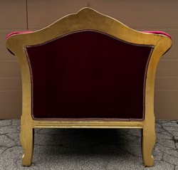 Prunkvoller Barock Lounge Sessel Bordeauxrot Gold