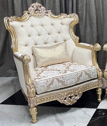 Casa Padrino luxury baroque living room armchair cream / white / gold - Baroque living room furniture