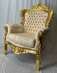 Casa Padrino baroque armchair with rhinestones gray / beige / gold - Living room furniture in baroque style