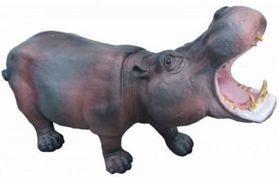 Casa Padrino scultura decorativa XXL ippopotamo grigio / rosa 110 cm - Figura decorativa da giardino