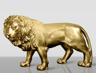 Casa Padrino scultura decorativa XXL leone oro 185 cm - Figura decorativa da giardino a grandezza naturale