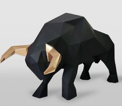 Casa Padrino escultura decorativa XXL toro oro / negro 220 cm - Figura decorativa de jardín abstracta de tamaño natural