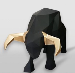 Casa Padrino escultura decorativa XXL toro oro / negro 220 cm - Figura decorativa de jardín abstracta de tamaño natural