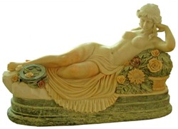 Casa Padrino Art Nouveau Garden Decoration Marble Sculpture Woman Cream / Green 160 cm