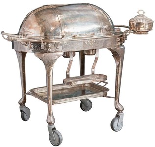 Casa Padrino chariot de service d'hôtel baroque de luxe argent - Chariot de style baroque - Accessoires d'hôtel