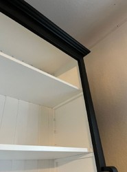 Landhausstil Massivholz Schrank Regalschrank Bücherschrank mit Leiter Schwarz Weiß