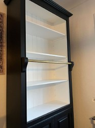Landhausstil Massivholz Schrank Regalschrank Bücherschrank mit Leiter Schwarz Weiß