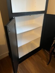 Landhausstil Massivholz Schrank Regalschrank Bücherschrank mit Leiter Schwarz Weiß