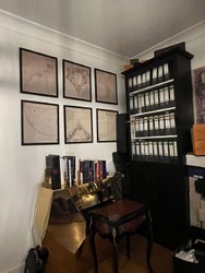 Landhausstil Massivholz Schrank Regalschrank Bücherschrank mit Leiter Schwarz Weiß