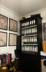 Landhausstil Massivholz Schrank Regalschrank Bücherschrank mit Leiter Schwarz Weiß