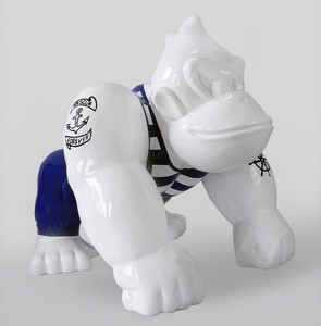 Casa Padrino scultura decorativa XXL scimmia gorilla bianco / blu / nero A. 104 cm - Figura Decorativa XXL