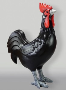 Casa Padrino scultura decorativa XXL gallo nero / rosso / grigio A. 180 cm - Figura gigante decorativa da giardino