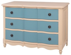 Casa Padrino cómoda de estilo campestre con 3 cajones beige / azul 130 cm - Muebles de estilo campestre