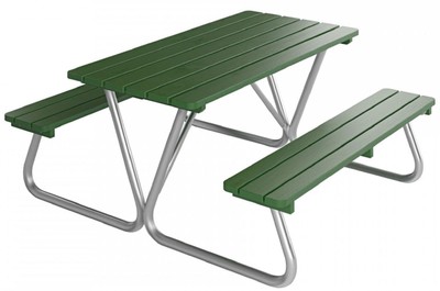 Casa Padrino mesa de picnic con bancos integrados verde / plata 180 cm - Muebles de picnic Casa Padrino mesa de picnic con bancos integrados verde / plata 180 cm - Muebles de picnic