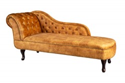 Chesterfield chaise longue velvet mustard yellow / dark brown from Casa Padrino Chesterfield chaise longue velvet mustard yellow / dark brown from Casa Padrino