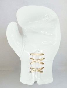 Casa Padrino guantone da boxe decorativi XXL bianco / oro A. 120 cm - Decorazione per soggiorno e ufficio