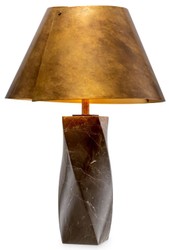 Casa Padrino lampada da tavolo di lusso in marmo con paralume in metallo marrone / ottone vintage Ø 53 x A. 78 cm