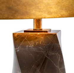 Casa Padrino lampada da tavolo di lusso in marmo con paralume in metallo marrone / ottone vintage Ø 53 x A. 78 cm