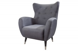 Fauteuil à oreilles Chesterfield gris / argent / noir de Casa Padrino Fauteuil à oreilles Chesterfield gris / argent / noir de Casa Padrino