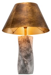 Casa Padrino luxury marble table lamp with metal lampshade gray / antique brass Ø 53 x H. 78 cm