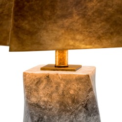 Casa Padrino luxury marble table lamp with metal lampshade gray / antique brass Ø 53 x H. 78 cm