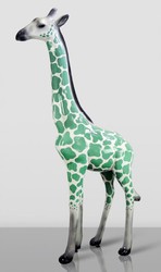 Casa Padrino sculpture décorative XXL girafe vert / blanc/ noir H. 205 cm - Grande figurine de décoration de jardin