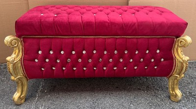 Casa Padrino panca barocco - cassa con strass bordeaux rosso / oro - Mobile barocco
