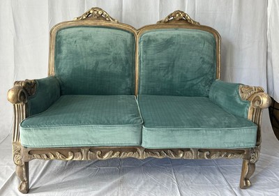 Casa Padrino sofá de salón barroco de lujo verde / marrón 120 cm - Muebles de estilo barroco