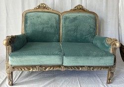 Casa Padrino sofá de salón barroco de lujo verde / marrón 120 cm - Muebles de estilo barroco