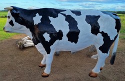 Casa Padrino XXL decorative sculpture cow white / black 240 cm - Life size garden figure