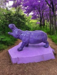 Casa Padrino escultura decorativa XXL hipopótamo púrpura 120 cm - Figura decorativa da jardín