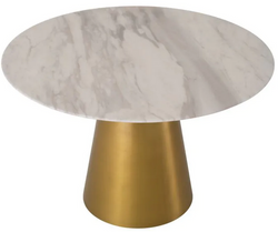 Casa Padrino table à manger de luxe blanc / couleur laiton Ø 120 x H. 77 cm - Table de cuisine ronde en marbre - Mobilier de salle à manger de luxe