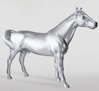 Casa Padrino XXL decorative sculpture horse silver 245 cm - Life size garden figure