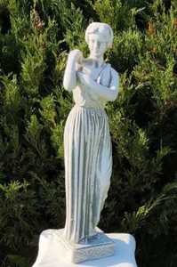 Casa Padrino Scultura Decorativa da Giardino in Pietra Art Nouveau Signora Grigio A. 48 cm