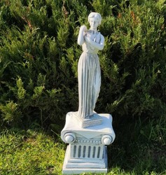 Jugendstil Garten Terrassen Deko Skulptur Dame Grau